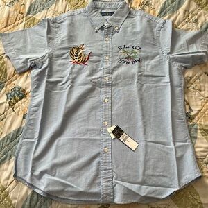 Polo Ralph Lauren men’s button down shirt with amazing embroidery Sz L NWT 🔥